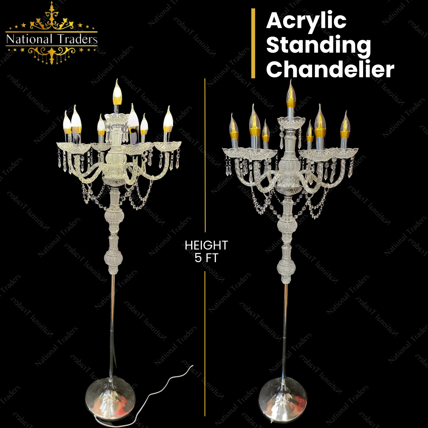 Acrylic Standing Chandelier 5 FT