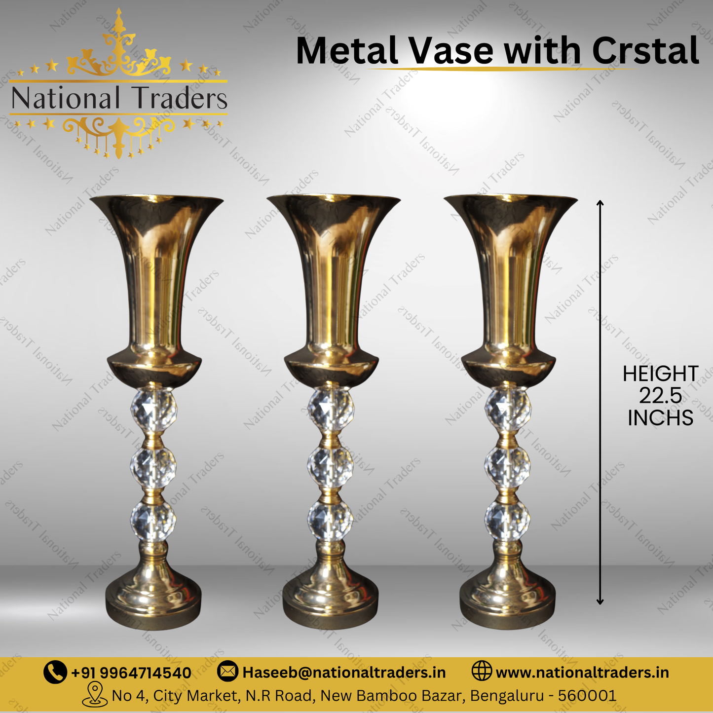 Metal Vase with Crystal