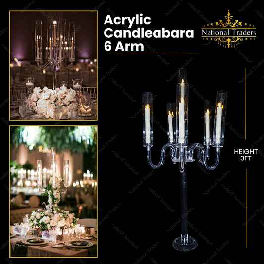 Acrylic Candelabara 6 Arms