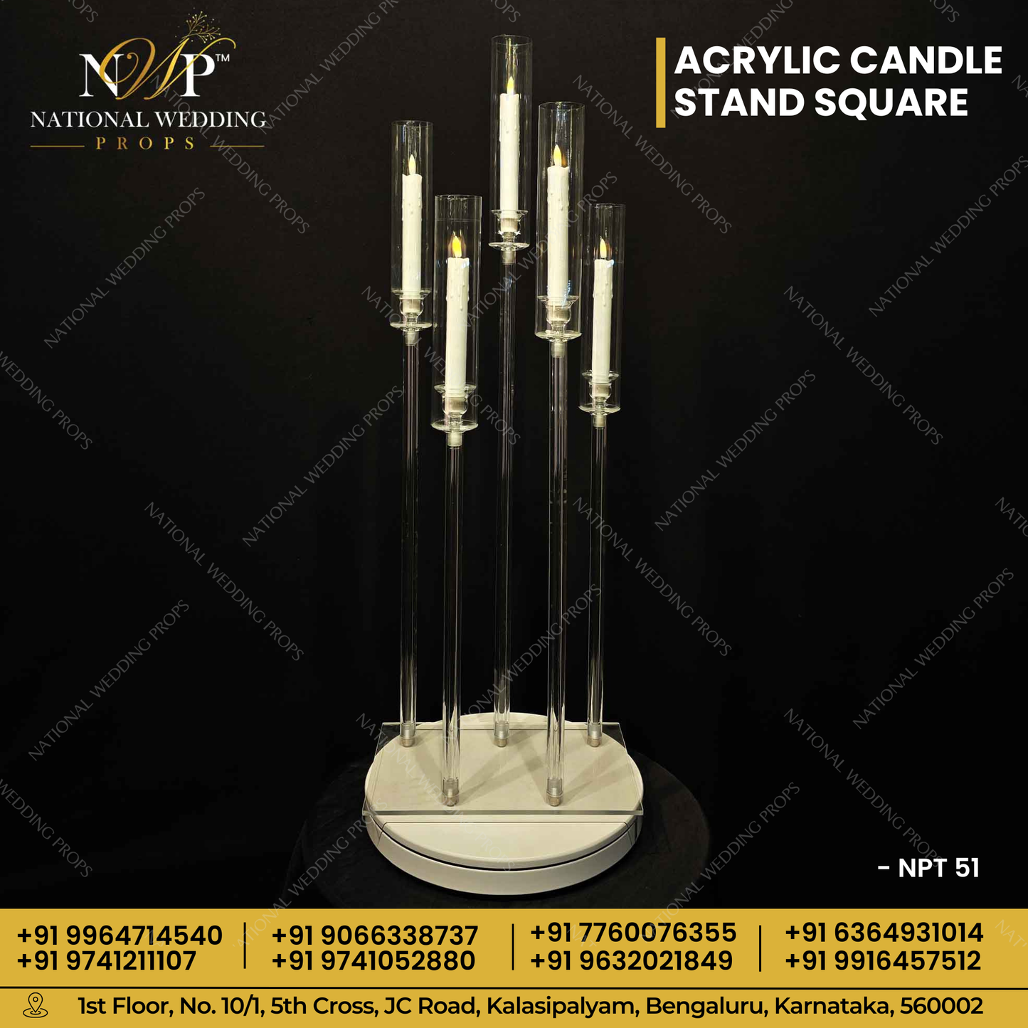 ACRYLIC CANDLE STAND SQUARE 5ARMS