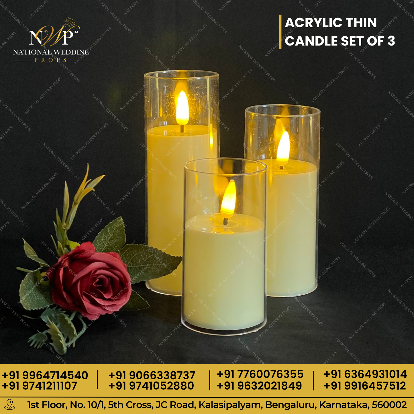 ACRYLIC THIN CANDLE SET OF 3