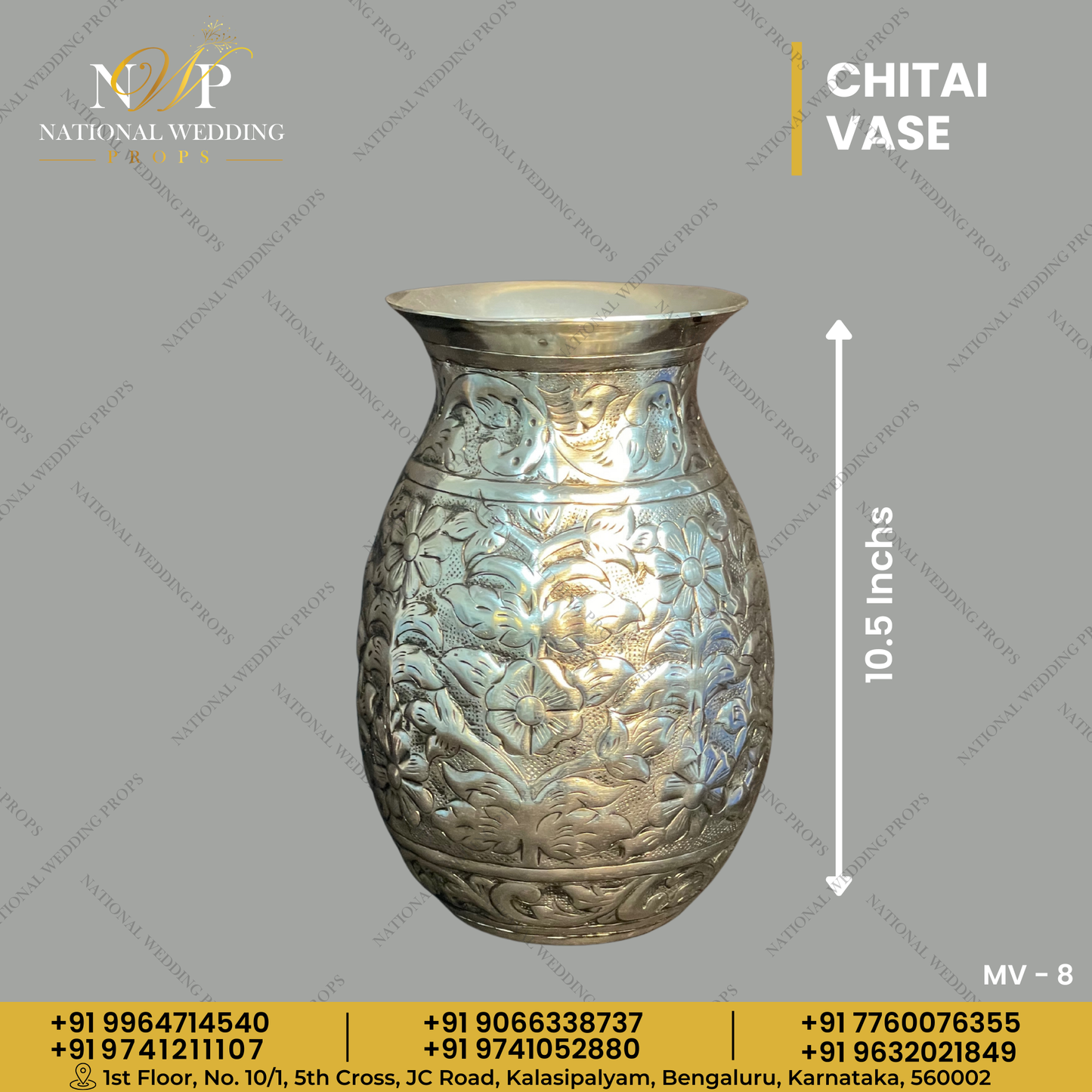 MV8 - CHITAI VASE 10.5" - SILVER