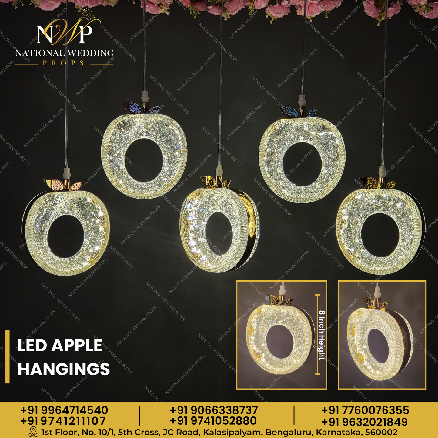 LED APPLE HANGING SET OF 5