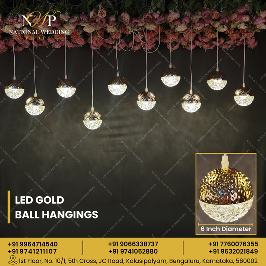 LED Gold Ball Hangings