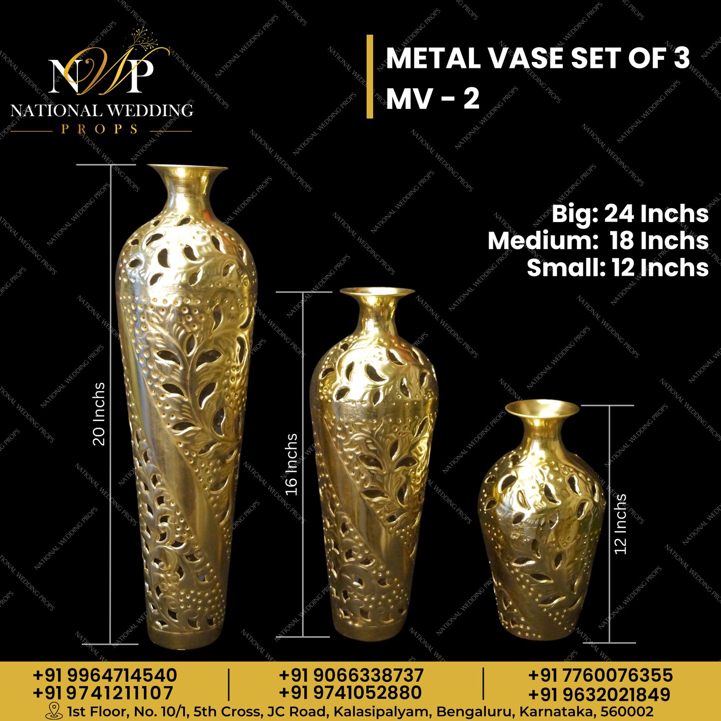 MV2 - METAL VASE SET OF 3