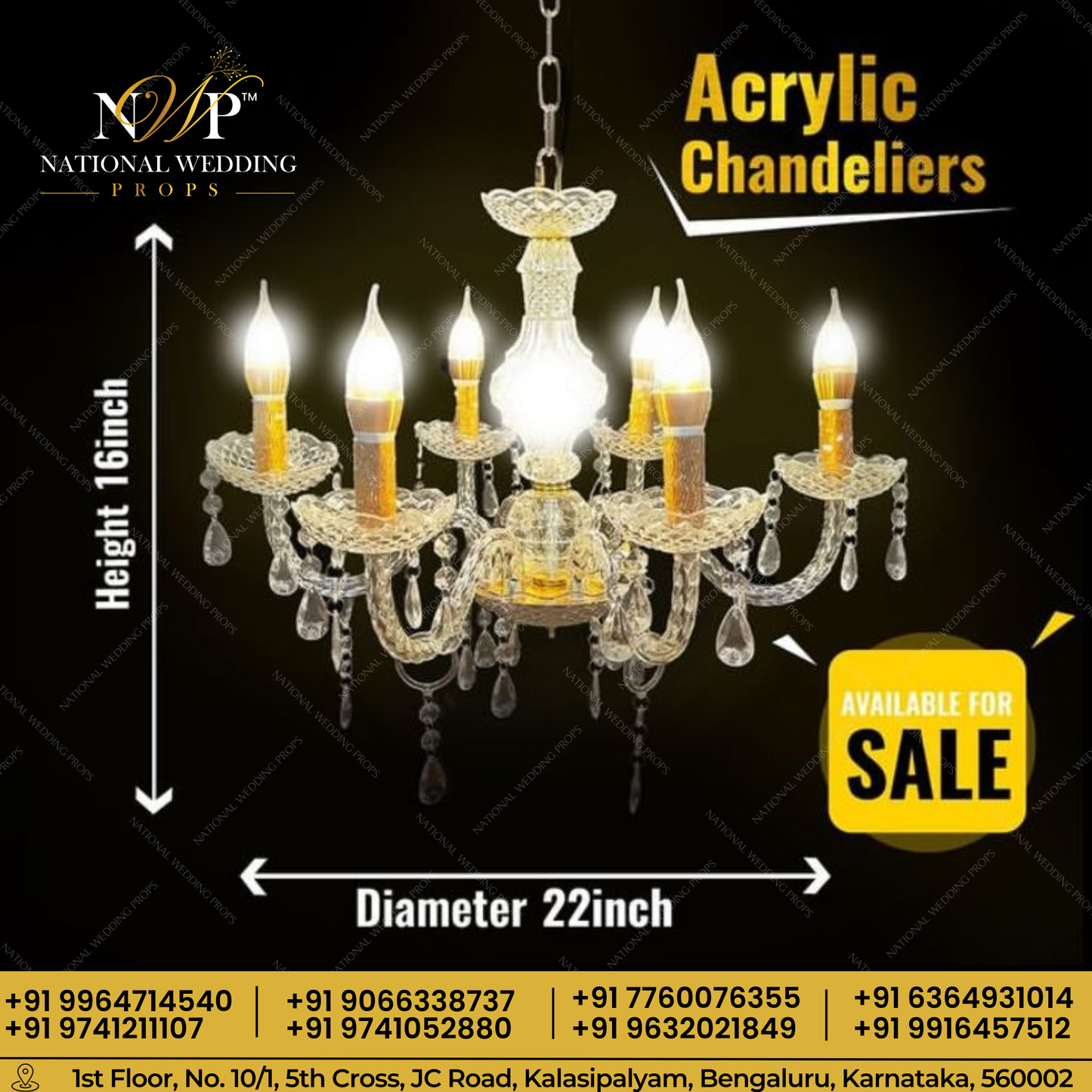 ACRYLIC CHANDELIER 6BULB