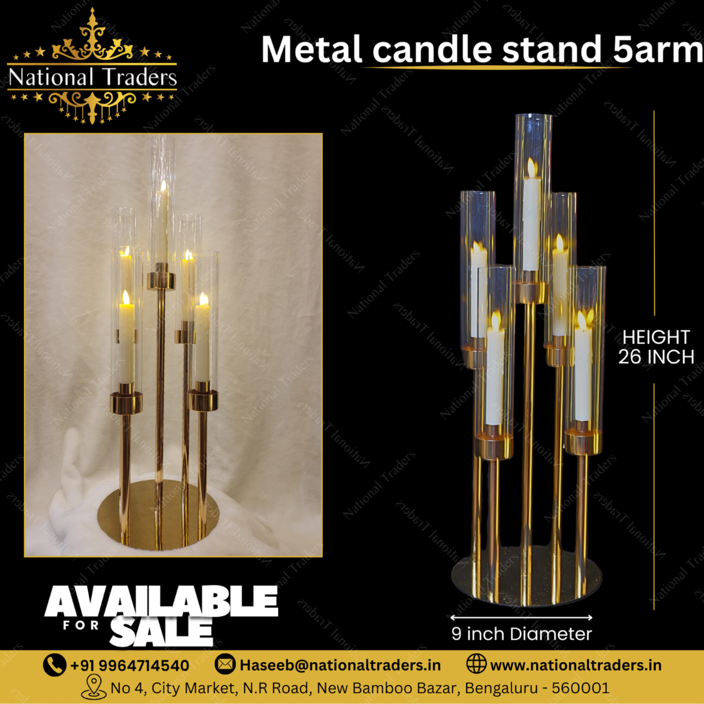 CANDLE STAND METAL 5ARMS 66X22