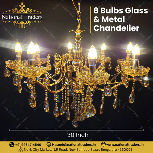8 Bulbs Glass & Metal Chandelier