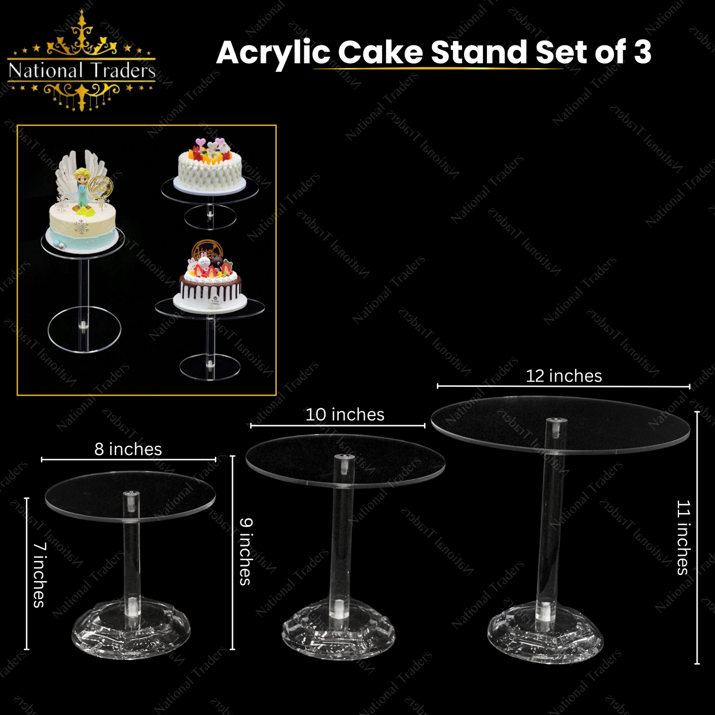 Acrylic Cake Stand Set of 3