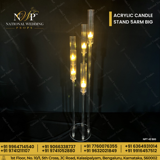 ACRYLIC CANDLE STAND 5 ARM BIG