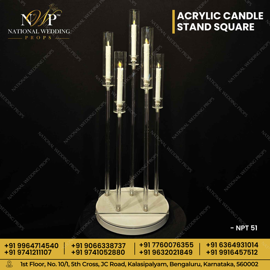 ACRYLIC CANDLE STAND SQUARE 5ARMS