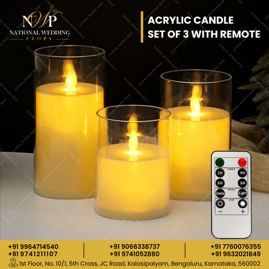 Acrylic Candle Set of 3 with Remote