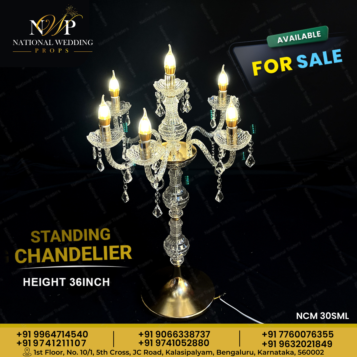 ACRYLIC STANDING CHANDELIER 90CM