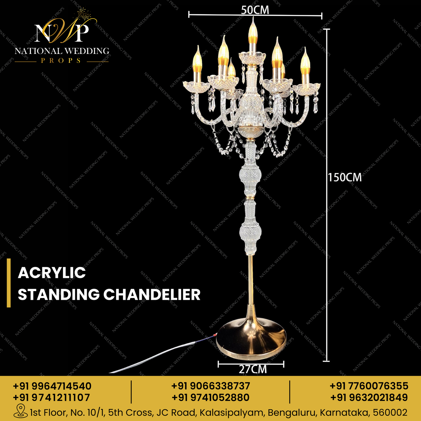 ACRYLIC STANDING CHANDELIER 150CM