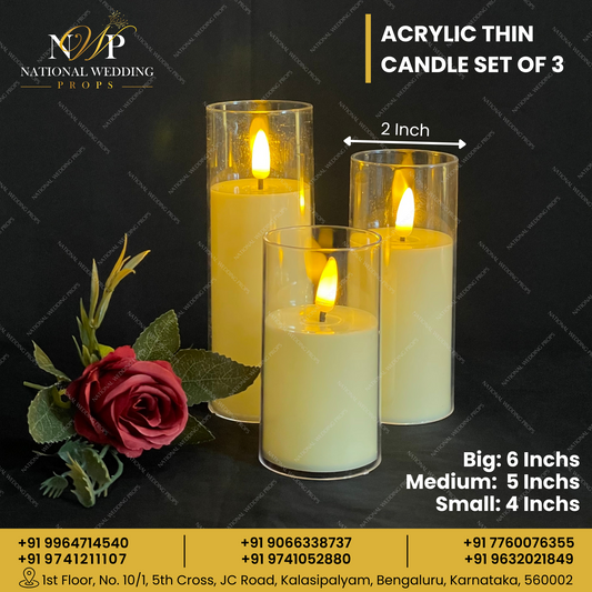 Acrylic Thin Candle Set of 3