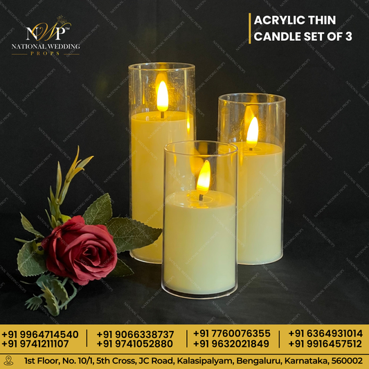 ACRYLIC THIN CANDLE SET OF 3