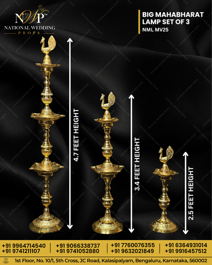big mahabharat lamp set of 3