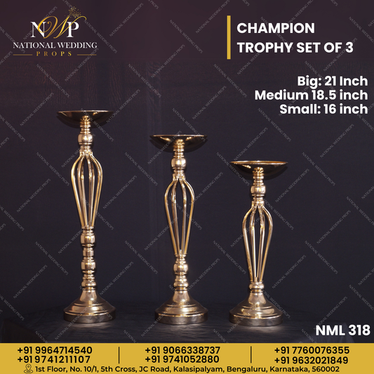 METAL TROPHY STAND SET OF 3