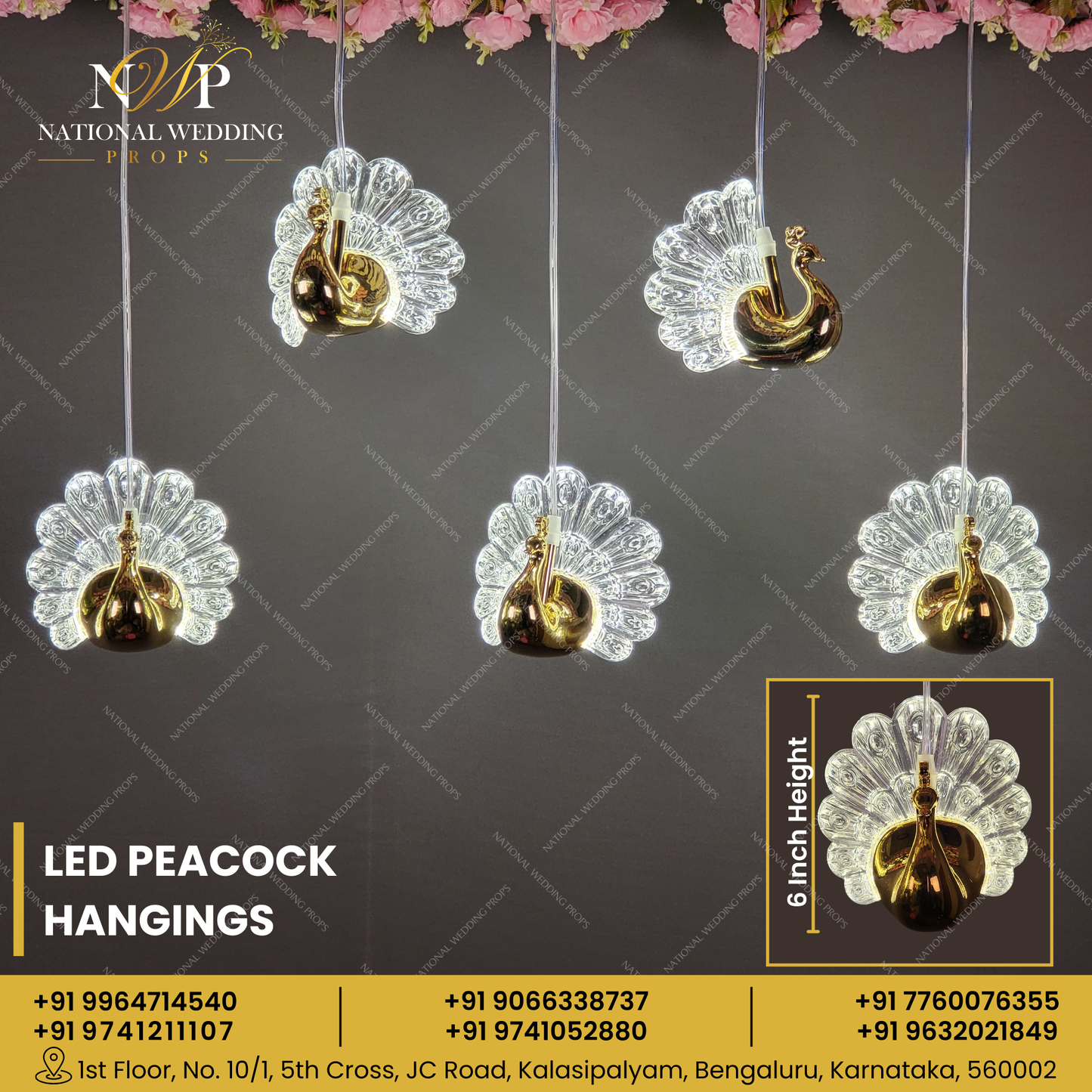 LED PEACOCK HANGING SET OF 5