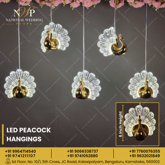 LED PEACOCK HANGING SET OF 5