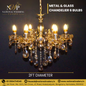 Metal & Glass Chandelier 6 Bulbs