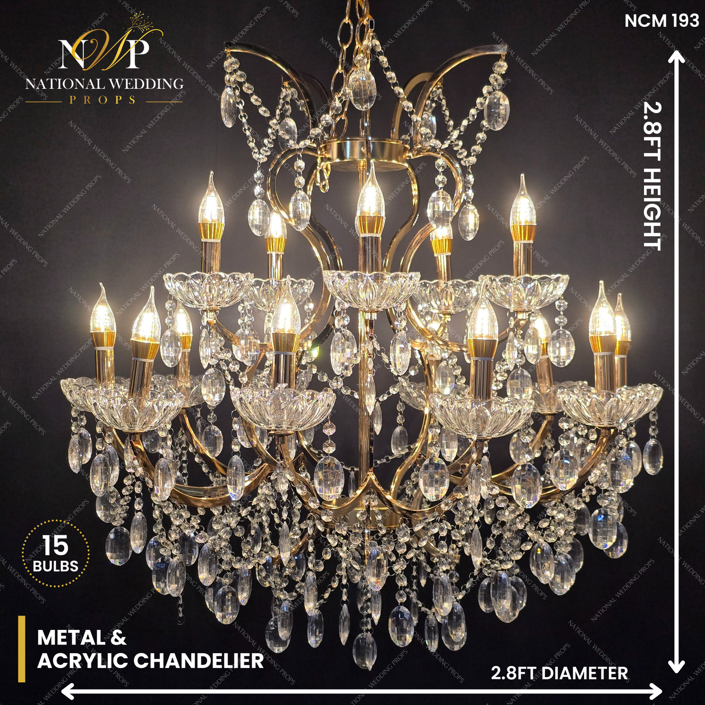 METAL & ACRYLIC CHANDELIER 15 BULBS