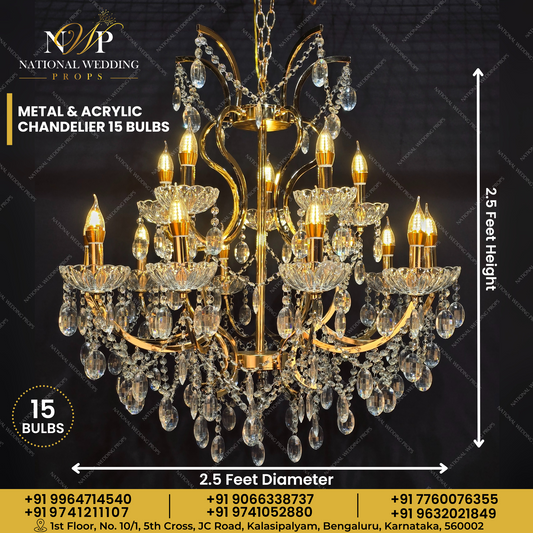 Metal & Acrylic Chandelier 15 Bulbs