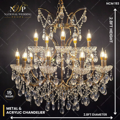 Metal & Acrylic Chandelier 15 Bulbs