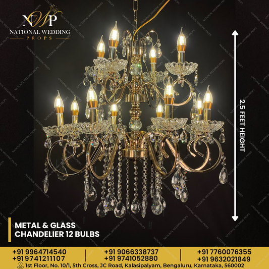 Metal & Glass Chandelier 12 Bulbs