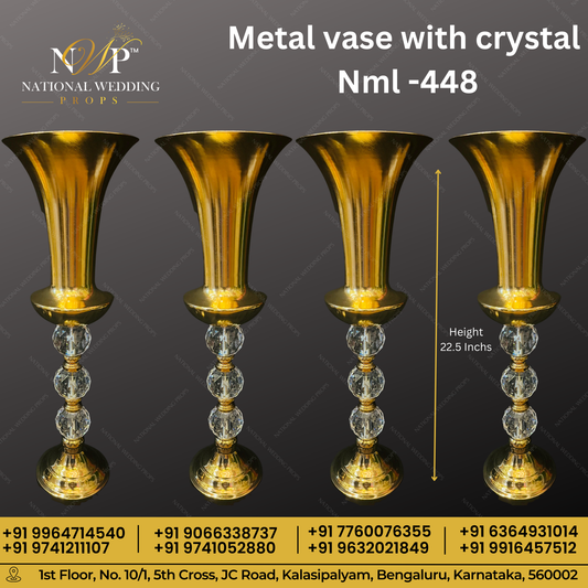 METAL VASE WITH CRYSTRAL 18INCH