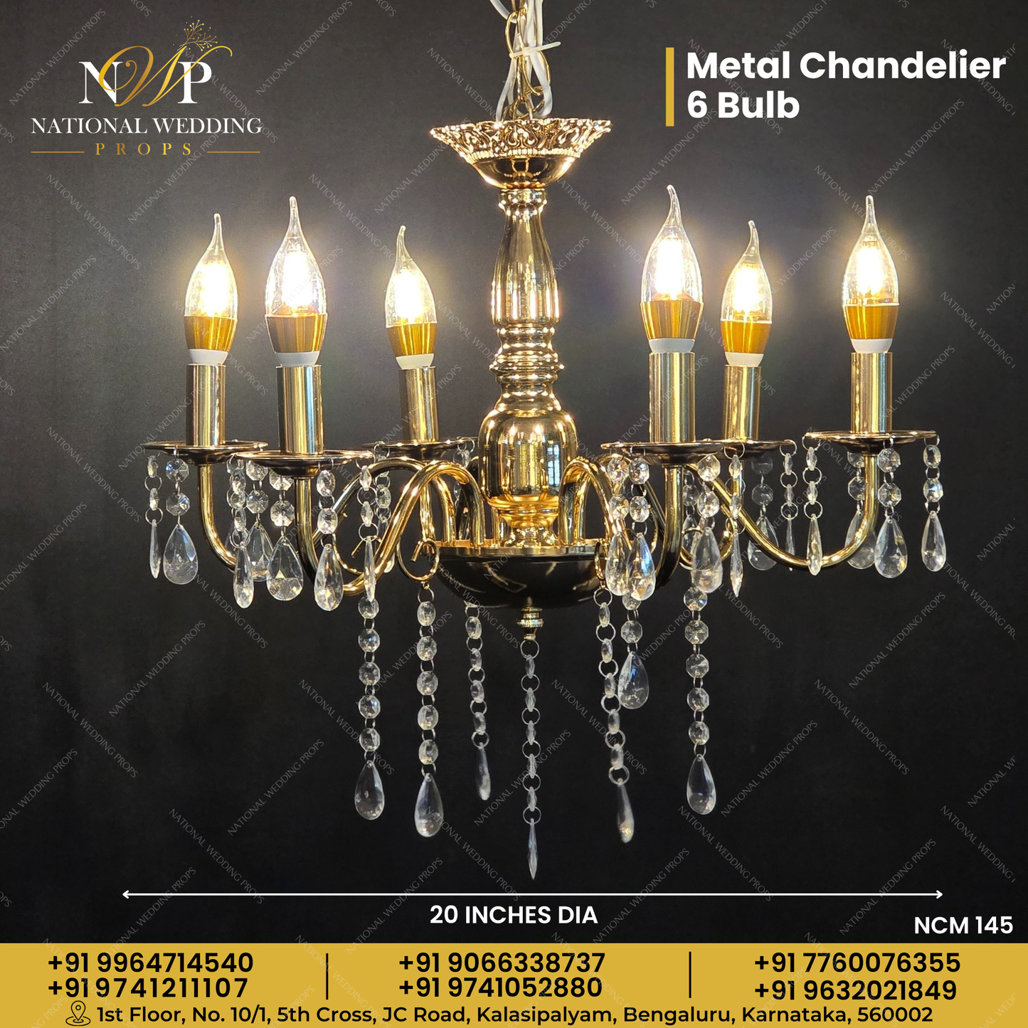 METAL CHANDELIER 6 BULB