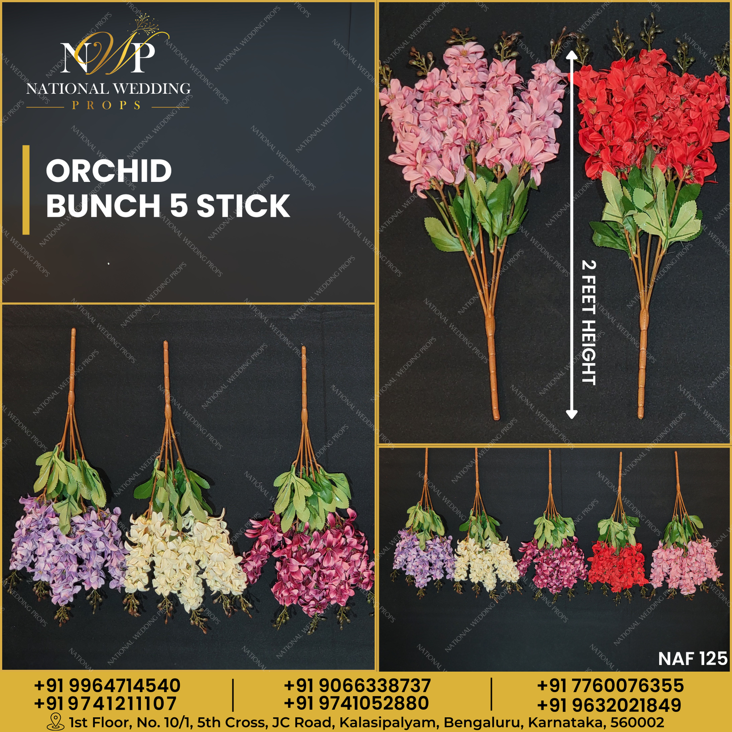 ORCHID BUNCH 5 STICK MIX - PURPLE, RED, LAV.