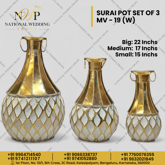 MV19W - SURAI POT WHITE SET OF 3