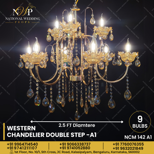 METAL CHANDELEIR 9ARMS WITH GLASS - A1