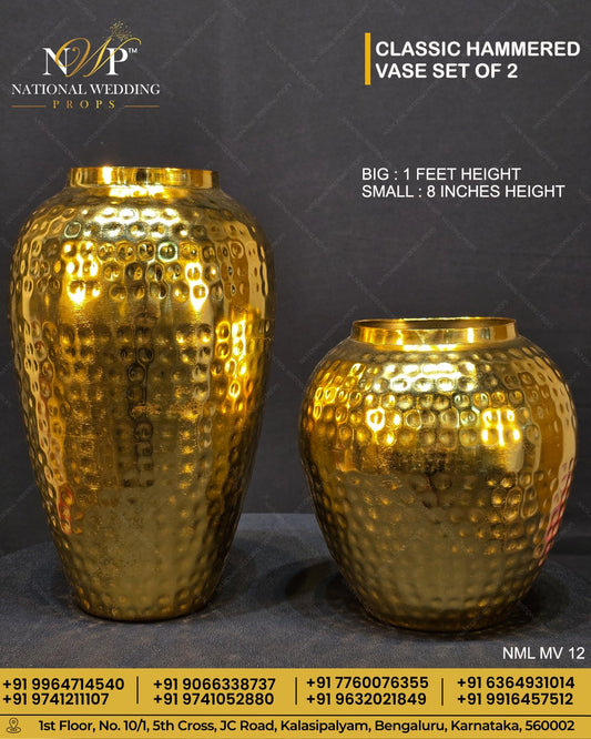 Classic Hammered vase set of 2