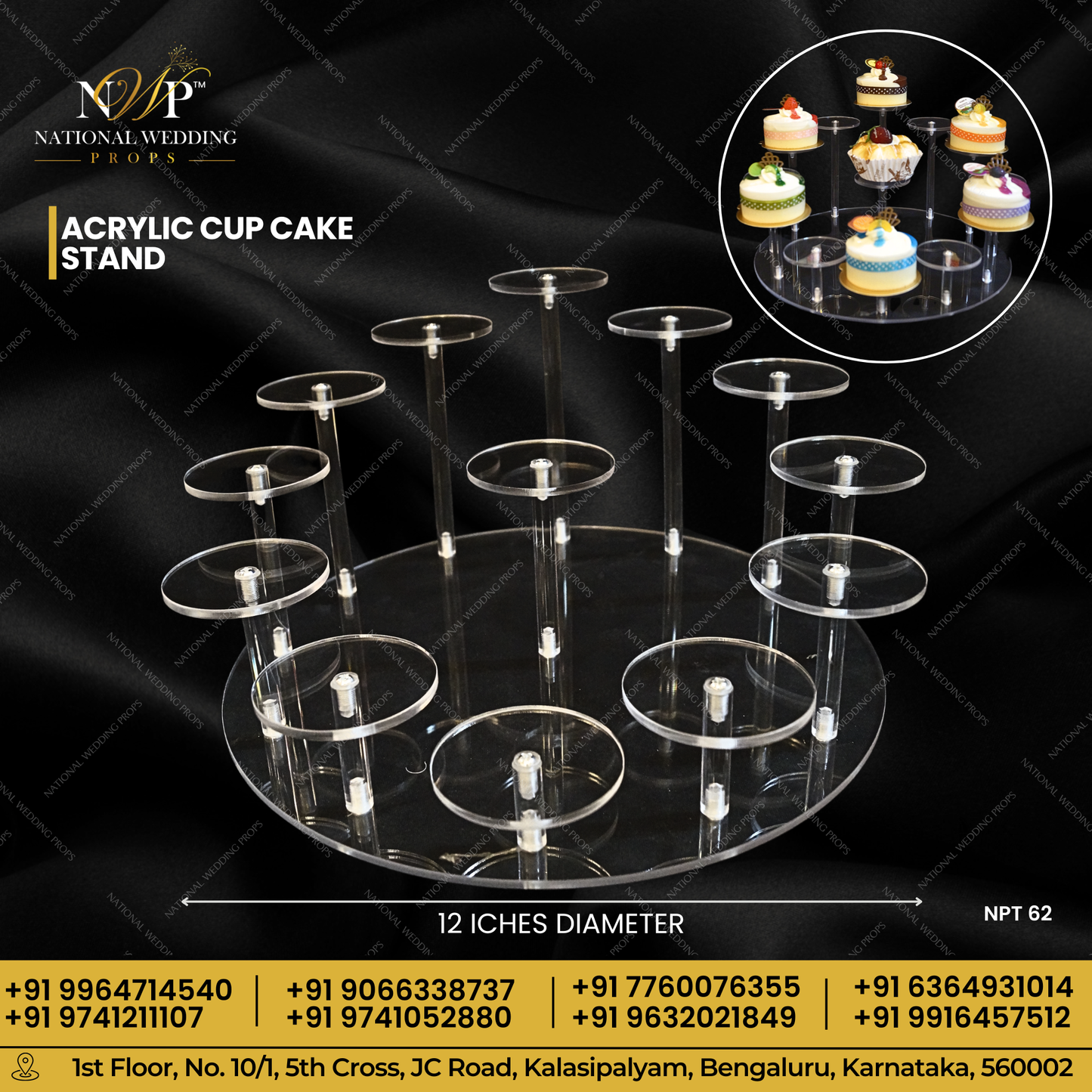 ACRYLIC CUP CAKE STAND 12/2.5INCH