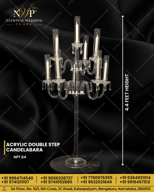 ACRYLIC CANDELABARA DOUBLE STEP 4.4FEET