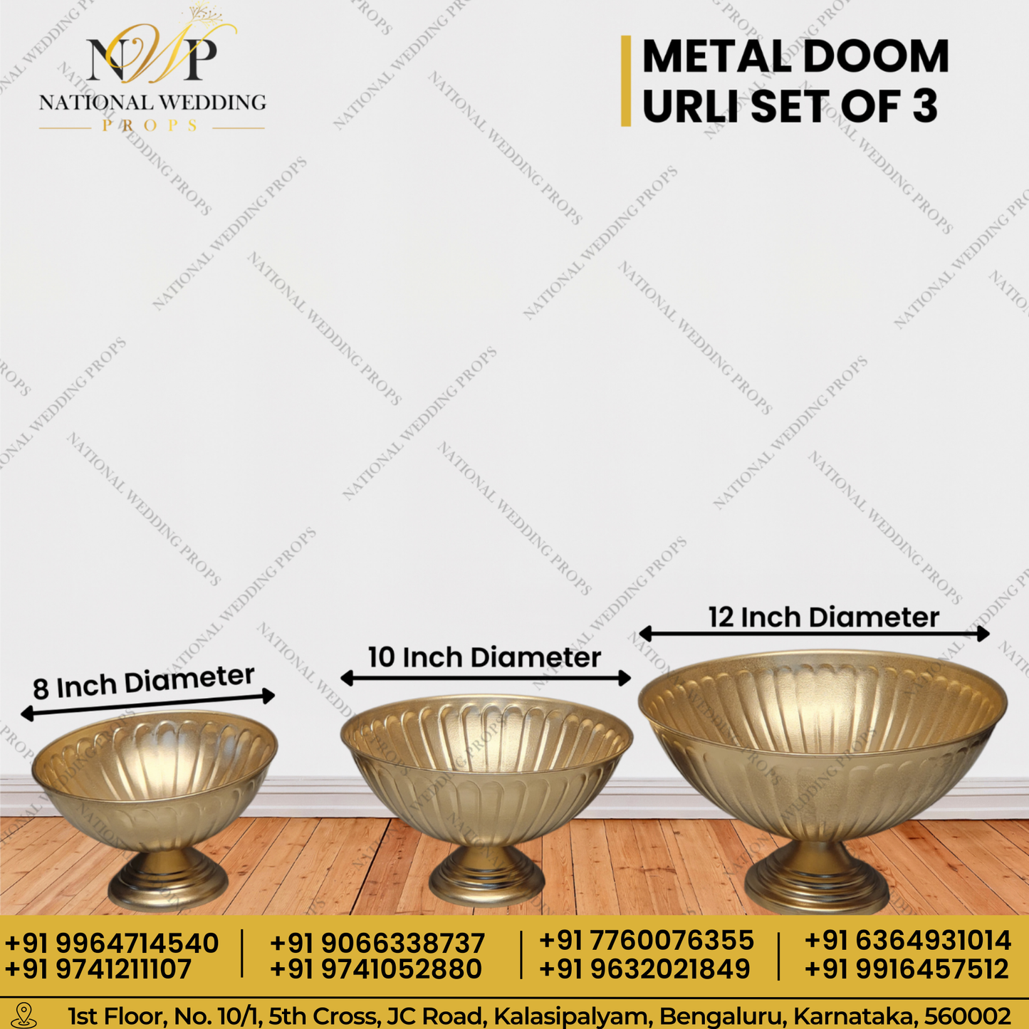 METAL ROUND URLI SET OF 3 - 8,10 & 12"