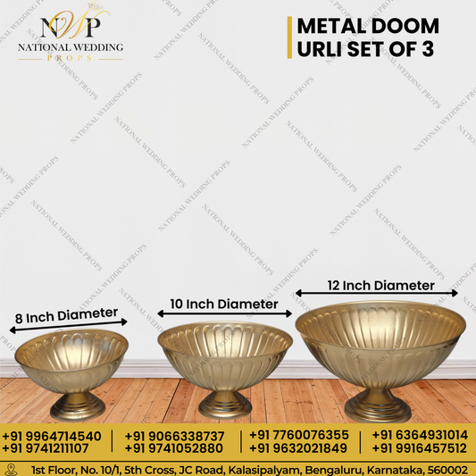 METAL ROUND URLI SET OF 3 - 8,10 & 12"