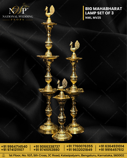 big mahabharat lamp set of 3