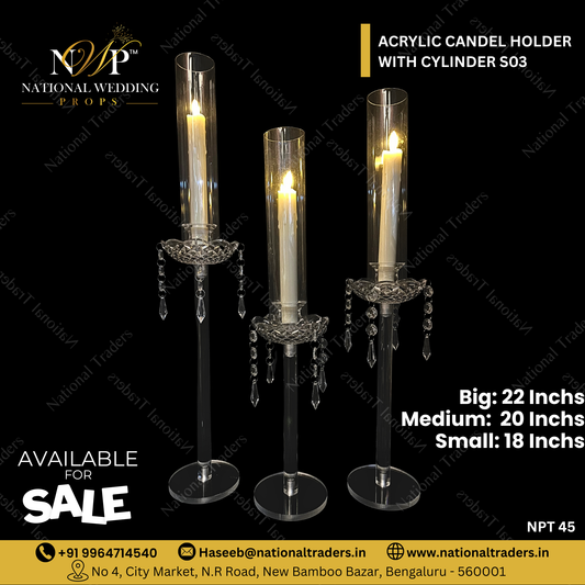 Acrylic candel holder with cylinder S03