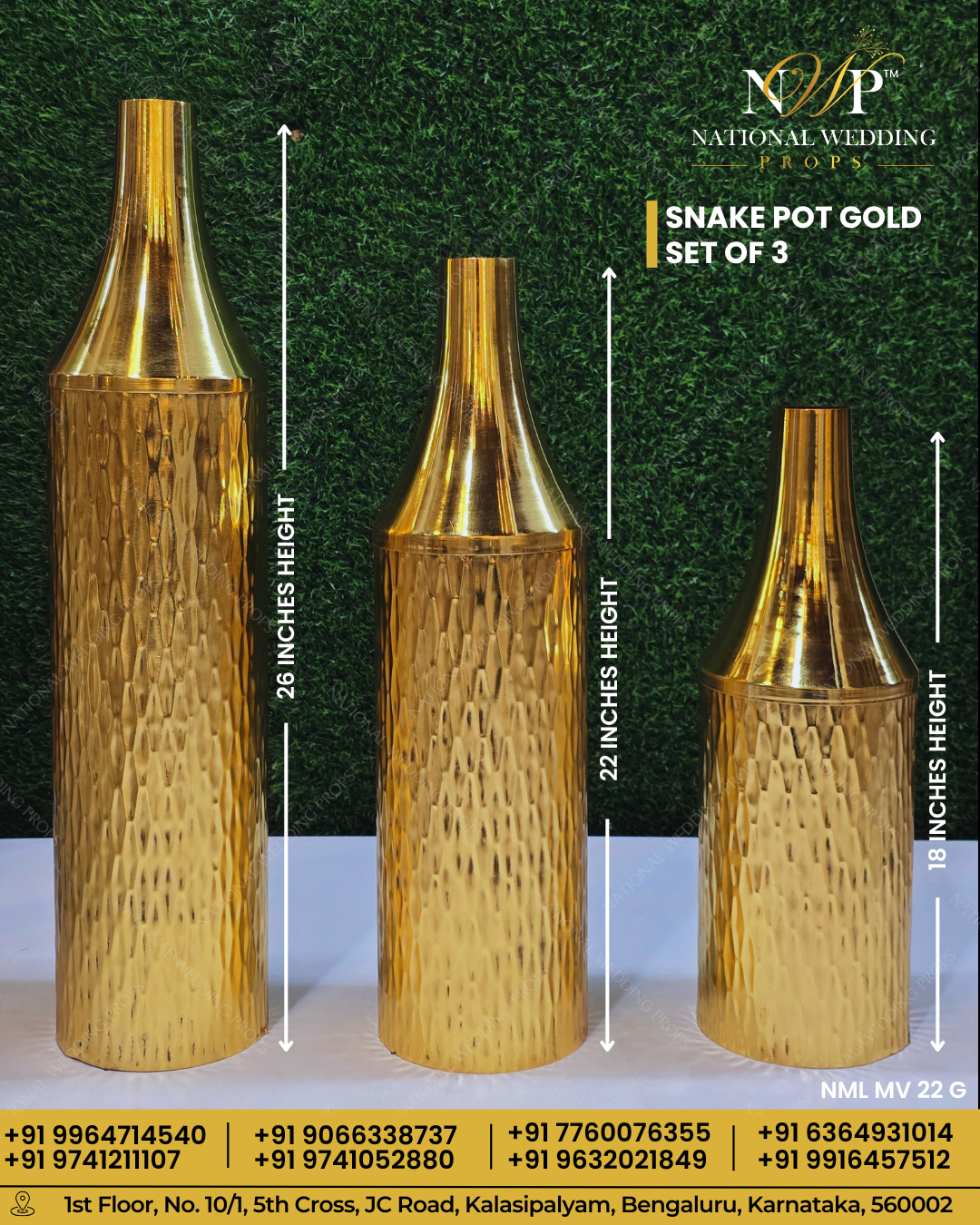 SNAKE POT GOLD SET OF 3